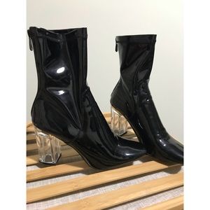 Public Desire Vinyl clear-heel boots